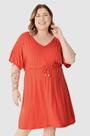 Vestido Feminino Plus Size Cadarço e Amarração Frontal em Viscose Stretch - Malwee