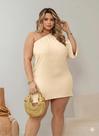 Vestido Feminino Plus Size Candy Colors Amarelo Manteiga Tons Pasteis Nula Manga Soltinho Casual