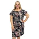 Vestido Feminino Plus Size Ciganinha Estampado Manga Curta Midi