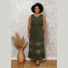 Vestido Feminino Plus Size Com Recorte Em Tule Na Barra
