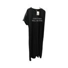Vestido Feminino plus Size De Verão Fino Com Manga Curta, Gola Redonda Simples E Estampa De Letras