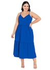 Vestido Feminino Plus Size Midi Alcinha Decote Transpassado