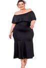 Vestido Feminino Plus Size Midi Ombro a Ombro Roupas 2025