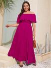 Vestido Feminino Plus Size Moda Feminina Plus Longo Casual Casamento Convidada com Fenda Lateral