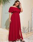 Vestido Feminino Plus Size Moda Feminina Plus Longo Casual Casamento Convidada com Fenda Lateral Vestido Feminino Plus Size Moda Feminina Plus Longo Casual Casamento Convidada com Fenda Lateral