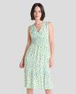 Vestido Feminino Poá Ninho de Abelha Macio Verde Pistache Lohe