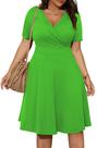 Vestido feminino POSESHE plus size de verão verde brilhante com bolsos