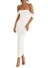 Vestido feminino PRETTYGARDEN 2025, verão, sem ombros, branco Vestido feminino PRETTYGARDEN 2025, verão, sem ombros, branco