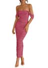 Vestido feminino PRETTYGARDEN 2025, verão, sem ombros, rosa escuro Vestido feminino PRETTYGARDEN 2025, verão, sem ombros, rosa escuro