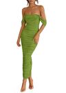 Vestido feminino PRETTYGARDEN 2025, verão, sem ombros, verde oliva