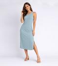 Vestido Feminino Regata Midi Com Fenda Good Bless Azul