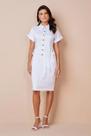 Vestido feminino Reto Sarja Branco Com Faixa