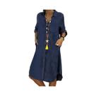 Vestido Feminino Retrô Preto De Manga Longa Estilo Cowboy Elegante E Moderno Verão 2024