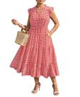 Vestido feminino RITERA Plus Size 5X vermelho xadrez com decote em V guingão