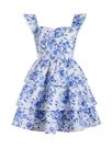Vestido feminino RoseSeek Floral Summer Ruffle A Line azul 15Y