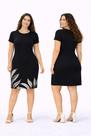Vestido Feminino Rovitex em Malha Fria Preto com Estampa Moderna