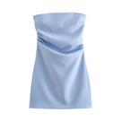 Vestido Feminino sem alça Com Corset E Costas Vazadas, Azul, Preto, Branco, Sexy, Justo, Para