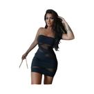 Vestido Feminino sem alça Em Tule Com Patchwork, Tendência De Verão, Sem Mangas, Sexy, Mini,