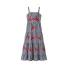 Vestido Feminino Sem Mangas com Babado Bordado Xadrez - Plissado, Sem Costas - Ideal para Praia e Férias