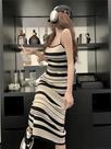 Vestido Feminino Sem Mangas, Slim Fit, Listrado, Elegante, Comprimento Médio, Vestido De Verão