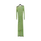 Vestido Feminino Sexy Transparente Com Strass Brilhante Para Balada, Gola Redonda E Fenda Longa