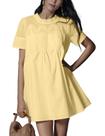 Vestido feminino Shiyifa Babydoll de renda, patchwork, amarelo de verão Vestido feminino Shiyifa Babydoll de renda, patchwork, amarelo de verão
