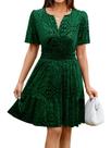 Vestido feminino Simplee, veludo de Natal, mini decote em V, verde L Vestido feminino Simplee, veludo de Natal, mini decote em V, verde L