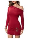 Vestido feminino SOLY HUX, de ombros largos, franzido, cor de vinho