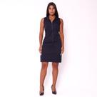 Vestido Feminino Tecido de Two Way Azul Marinho