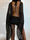 Vestido Feminino Transparente Sexy De Verão Com Decote Cruzado, Costas Abertas E Manga Flare Para