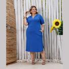 Vestido Feminino Verão Com Capuz Bolso Gola V Plus Size