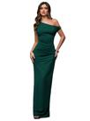 Vestido feminino Verdusa sem ombros, assimétrico, franzido, maxi