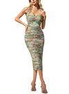 Vestido feminino VFSHOW, Halter Off Shoulder, franzido, Bodycon Midi