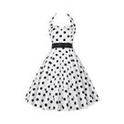 Vestido Feminino Vintage De Bolinhas Para O Verão, Estilo Halter, Moda Para Festas E Escritório, Vestido Feminino Vintage De Bolinhas Para O Verão, Estilo Halter, Moda Para Festas E Escritório,