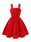 Vestido feminino WDIRARA com laço sem mangas A Line, vermelho, tamanho 10Y