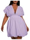 Vestido feminino WDIRARA plus size com decote em V profundo A Line Mini