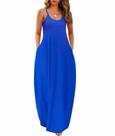 Vestido feminino Wolddress 2024 casual sem mangas plus size azul