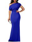 Vestido feminino YMDUCH, elegante, sem mangas, sem ombros, azul royal