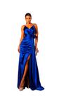 Vestido Festa Acetinado Flor Na Cintura Formatura Madrinha Convidada