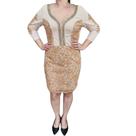 Vestido Festa CKM Pedrarias e Bordados Bege Vestido Festa CKM Pedrarias e Bordados Bege