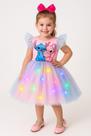 Vestido Festa Infantil Lilo Stitch Rosa Bebê com Led Ysa Kids elegância