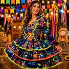 Vestido Festa Junina Adulta Moderno Manga Longa pra Quadrilha Vestido Festa Junina Adulta Moderno Manga Longa pra Quadrilha