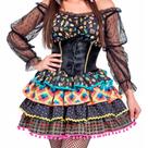 Vestido Festa Junina Adulto de Luxo Com Saia Armada Preto Xadrez