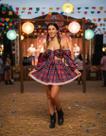 Vestido Festa Junina Adulto Xadrez Quadrilha Luxo Premium