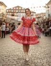 Vestido Festa Junina Adulto Xadrez Quadrilha Luxo Premium