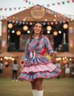 Vestido Festa Junina Adulto Xadrez Quadrilha Luxo Premium