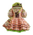 Vestido Festa Junina Infantil Luxo Jardineira Com Chapéu e Bolsa