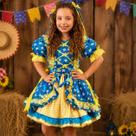 Vestido Festa Junina Menina Floral Moderno Com Babados