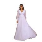 Vestido Festa Longo Manga Longa Brilhante Mãe do Noivo - Vestido Festa Longo Manga Longa Brilhante Mãe do Noivo -
