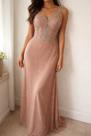 Vestido Festa Longo saia dupla bordado com pedrarias Vestido Festa Longo saia dupla bordado com pedrarias